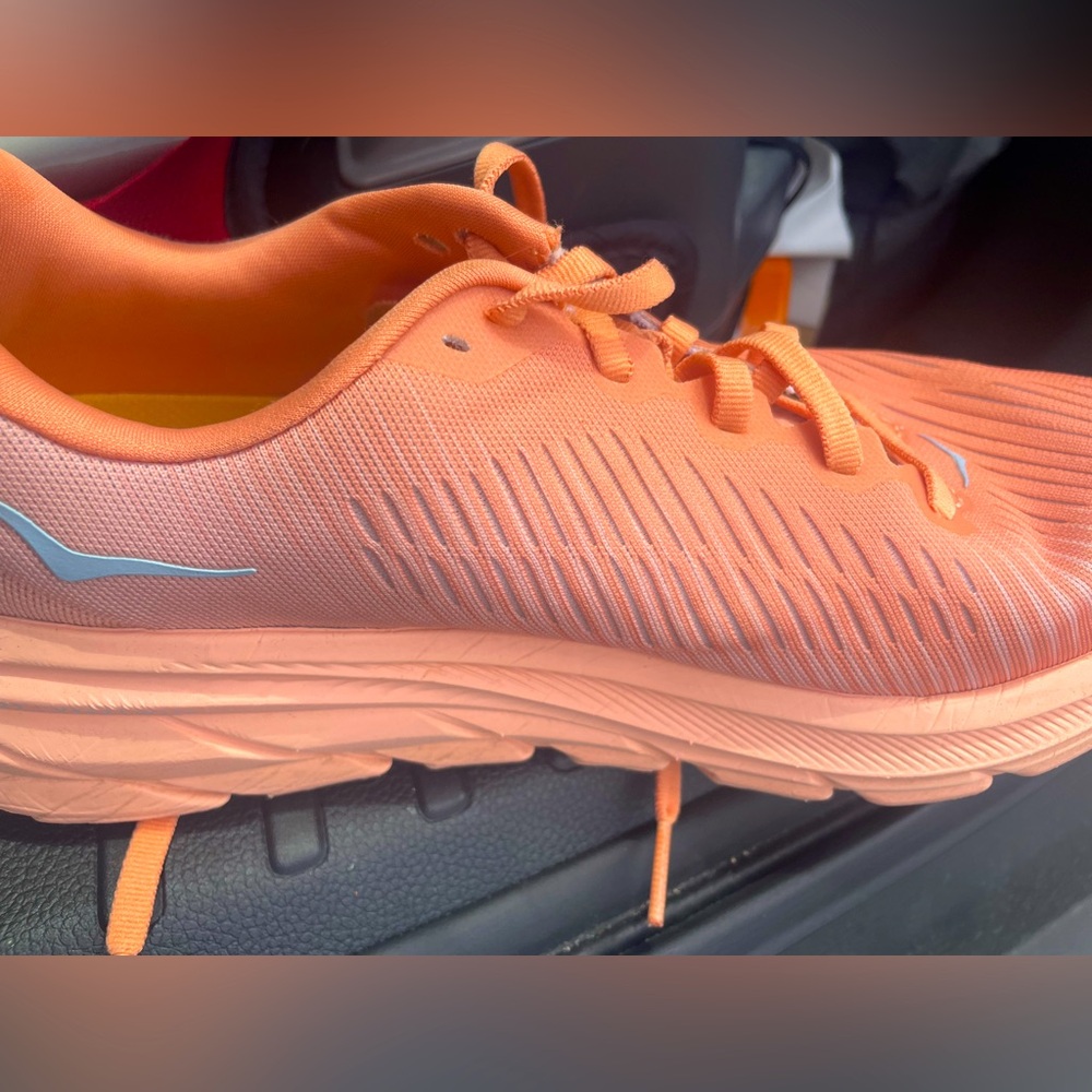 Hoka One One Peach and Yellow Running Shoes